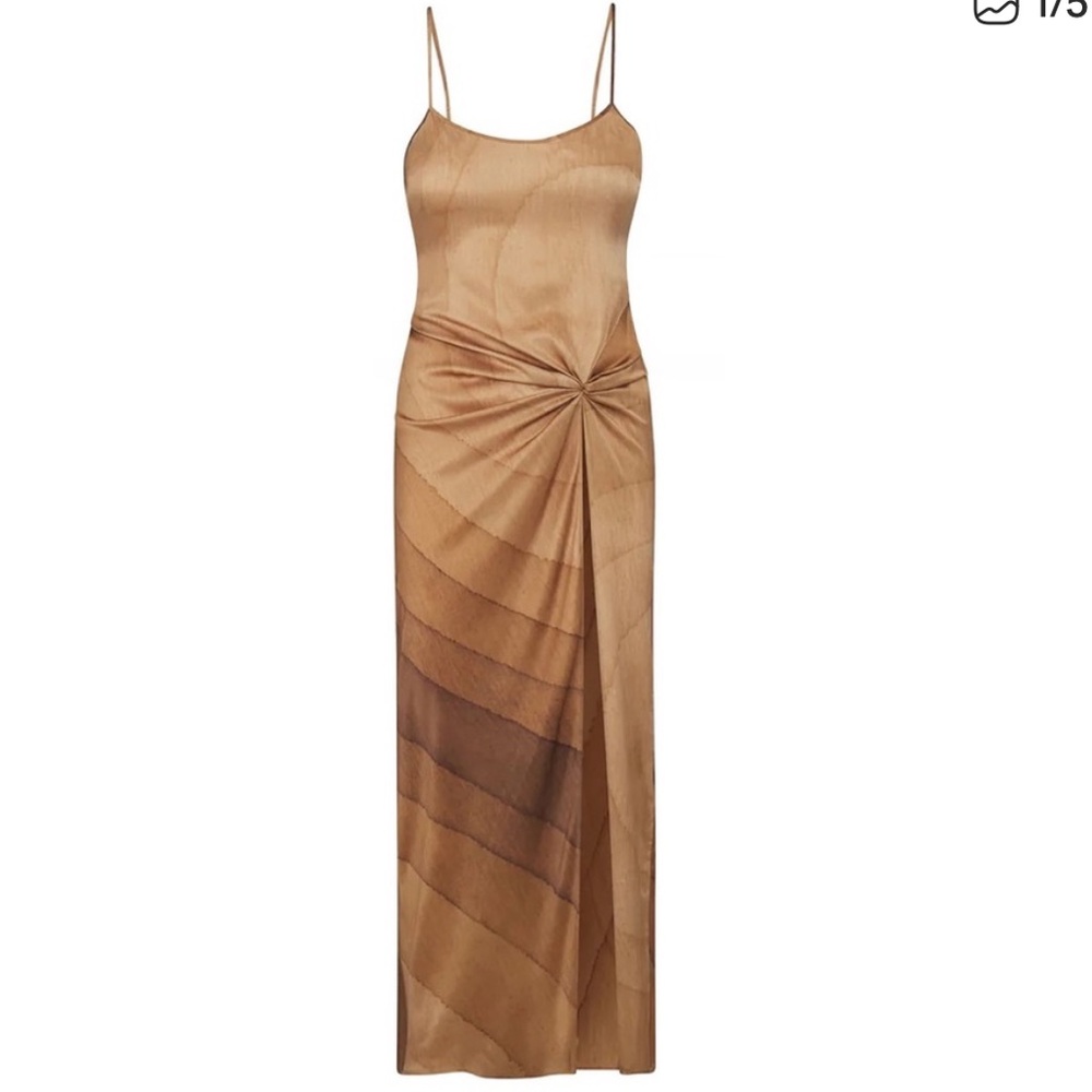 SKIMS SILK SLEEP SLIP WITH HIGH SLIT | OAK
